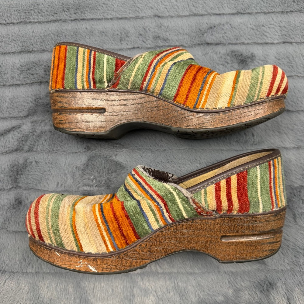 Dansko Vegan Professional Clog Multi-Color Striped Textile Mules 39 Womens 8.5-9 - Picture 2 of 8